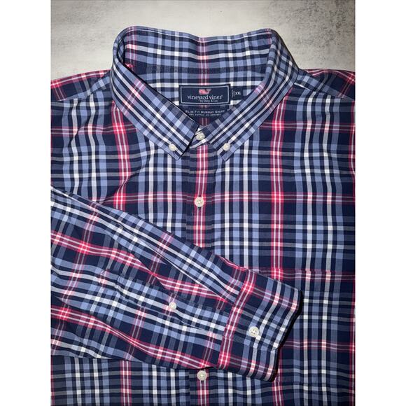 Vineyard Vines Men’s Slim Fit Murray Shirt Button Long Sleeve Blue Plaid XXL - Picture 1 of 6